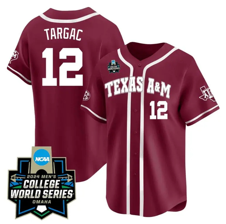 Rayan Targac Jersey #12 Texas AM Aggies 2024 College World Series Vapor Premier Limited NCAA Baseball Stitched Maroon Alternate