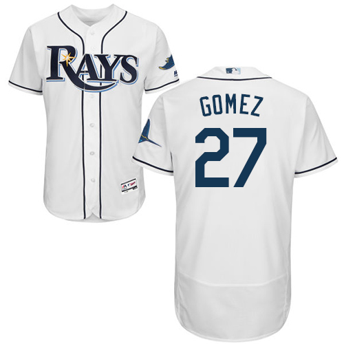 Rays #27 Carlos Gomez White Flexbase Authentic Collection Stitched Baseball Jersey