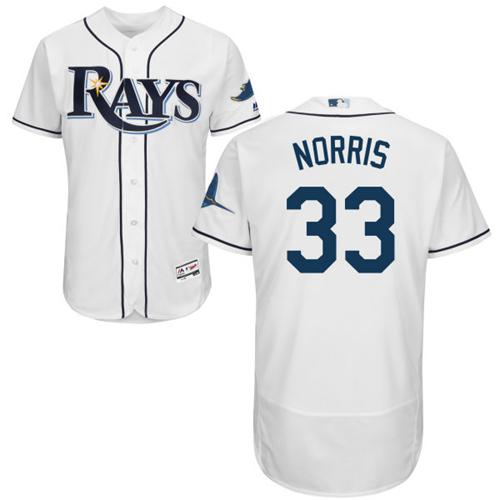Rays #33 Derek Norris White Flexbase Authentic Collection Stitched MLB Jersey