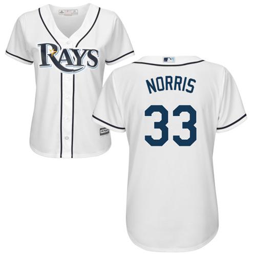 Rays #33 Derek Norris White Home Women's Stitched MLB Jersey