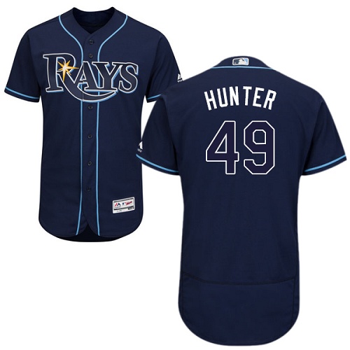 Rays #49 Tommy Hunter Dark Blue Flexbase Authentic Collection Stitched MLB Jersey