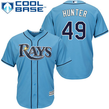 Rays #49 Tommy Hunter Light Blue Alternate Women's Stitched MLB Jersey