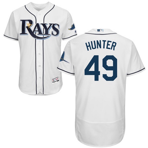 Rays #49 Tommy Hunter White Flexbase Authentic Collection Stitched MLB Jersey