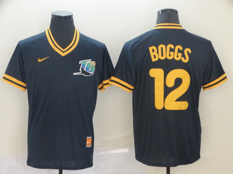 Rays 12 Wade Boggs Navy Throwback Jersey