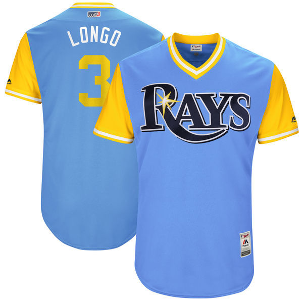 Rays 3 Evan Longoria Longo Majestic Light Blue 2017 Players Weekend Jersey