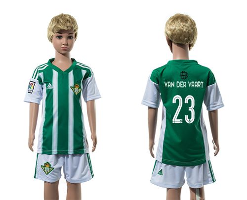 Real Betis #23 Van Der Vaart Home Kid Soccer Club Jersey