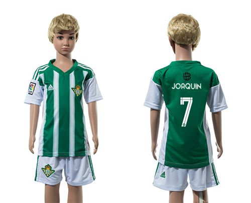 Real Betis #7 Joaquin Home Kid Soccer Club Jersey