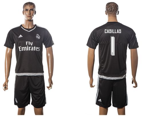 Real Madrid #1 Casillas Black Soccer Club Jersey