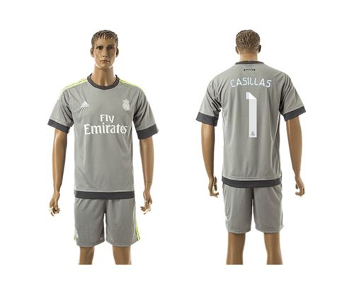 Real Madrid #1 Casillas Grey Soccer Club Jersey