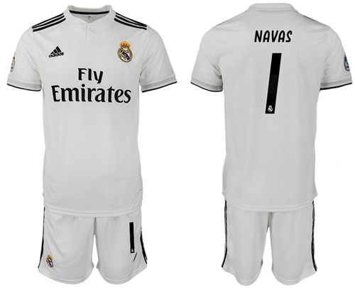 Real Madrid #1 Navas White Home Soccer Club Jersey
