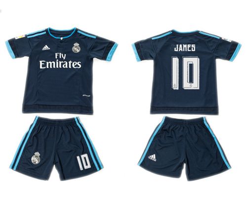 Real Madrid #10 James Dark Blue Kid Soccer Club Jersey