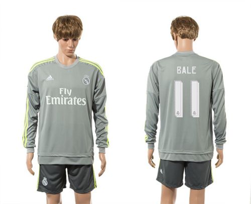 Real Madrid #11 Bale Away Long Sleeves Soccer Club Jersey