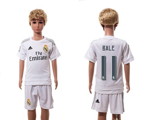Real Madrid #11 Bale White Home Kid Soccer Club Jersey