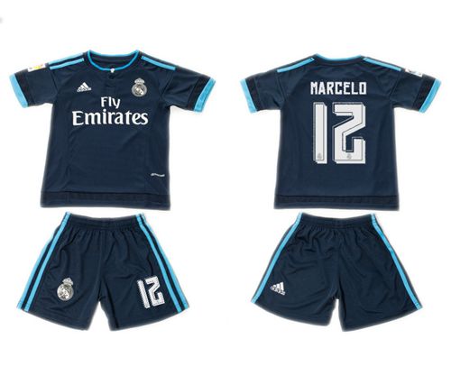 Real Madrid #12 Marcelo Dark Blue Kid Soccer Club Jersey