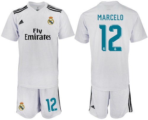 Real Madrid #12 Marcelo White Home Soccer Club Jersey