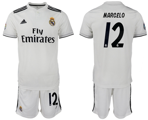 Real Madrid #12 Marcelo White Home Soccer Club Jersey