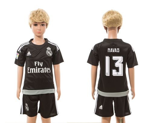 Real Madrid #13 Navas Black Kid Soccer Club Jersey