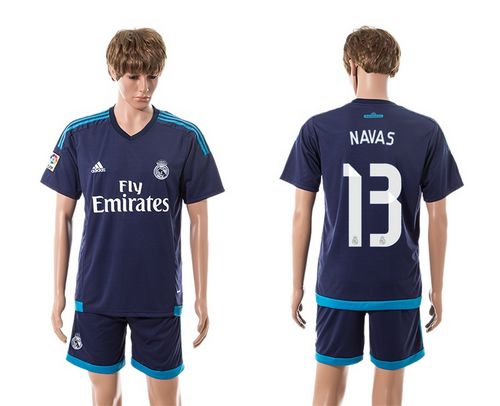 Real Madrid #13 Navas Dark Blue Away Soccer Club Jersey