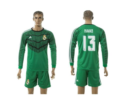 Real Madrid #13 Navas Green Long Sleeves Soccer Club Jersey 1