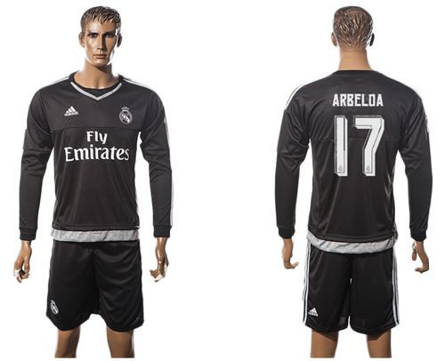 Real Madrid #17 Arbeloa Black Long Sleeves Soccer Club Jersey