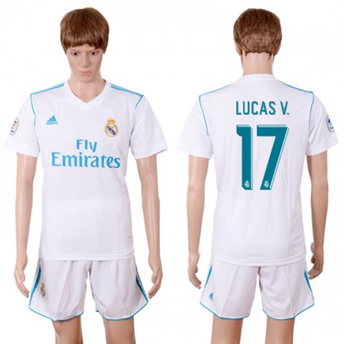 Real Madrid #17 Lucas V. White Home Soccer Club Jersey