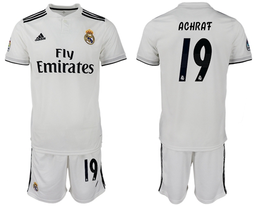 Real Madrid #19 Achraf White Home Soccer Club Jersey