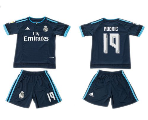 Real Madrid #19 Modric Dark Blue Kid Soccer Club Jersey