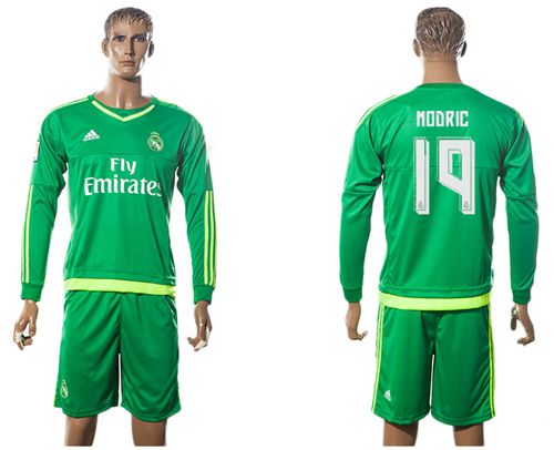 Real Madrid #19 Modric Green Long Sleeves Soccer Club Jersey