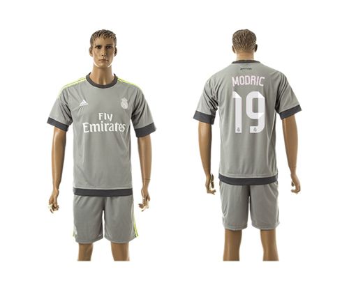 Real Madrid #19 Modric Grey Soccer Club Jersey