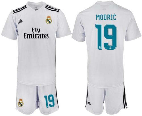 Real Madrid #19 Modric White Home Soccer Club Jersey