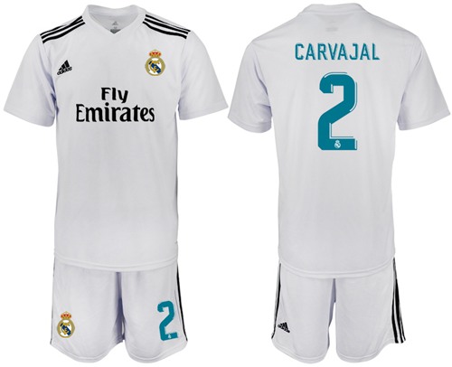 Real Madrid #2 Carvajal White Home Soccer Club Jersey