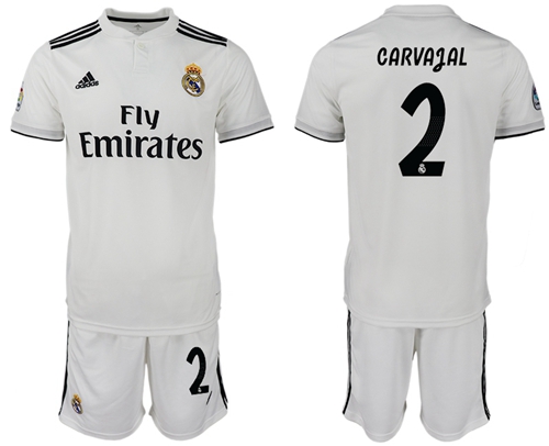 Real Madrid #2 Carvajal White Home Soccer Club Jersey