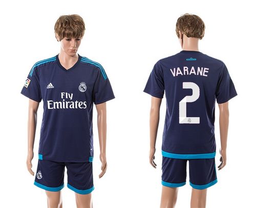 Real Madrid #2 Varane Dark Blue Away Soccer Club Jersey