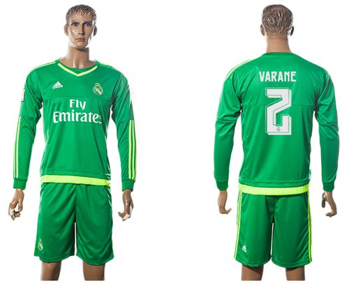 Real Madrid #2 Varane Green Long Sleeves Soccer Club Jersey