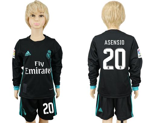 Real Madrid #20 Asensio Away Long Sleeves Kid Soccer Club Jersey