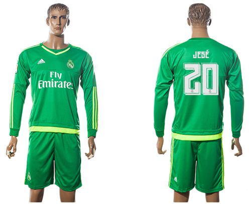 Real Madrid #20 Jese Green Long Sleeves Soccer Club Jersey