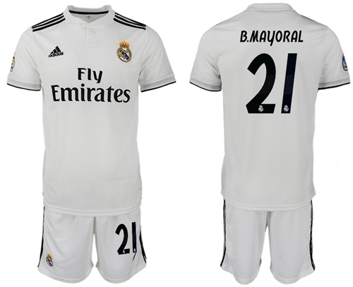 Real Madrid #21 B.Mayoral White Home Soccer Club Jersey