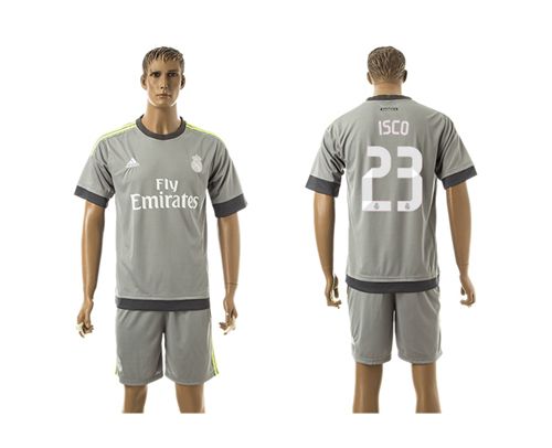 Real Madrid #23 Isco Grey Soccer Club Jersey