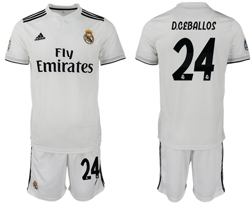 Real Madrid #24 D.Ceballos White Home Soccer Club Jersey