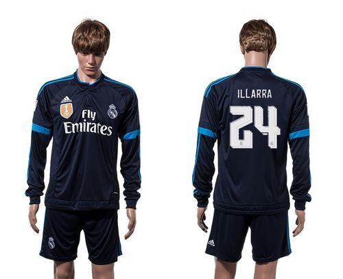 Real Madrid #24 Illarra Sec Away Long Sleeves Soccer Club Jersey