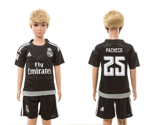 Real Madrid #25 Pacheco Black Kid Soccer Club Jersey