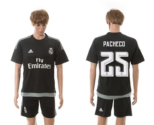 Real Madrid #25 Pacheco Black Soccer Club Short Sleeves Jersey