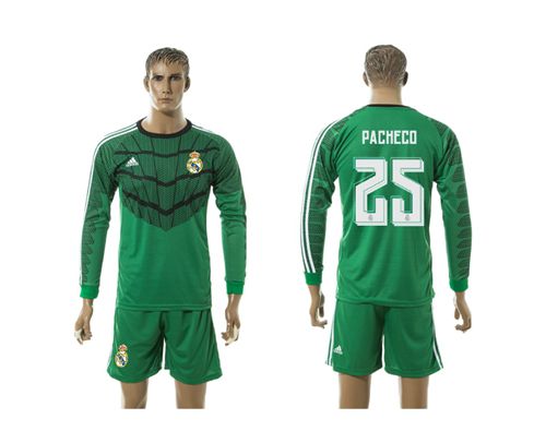 Real Madrid #25 Pacheco Green Long Sleeves Soccer Club Jersey 1