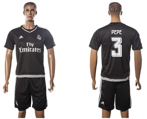 Real Madrid #3 Pepe Black Soccer Club Jersey