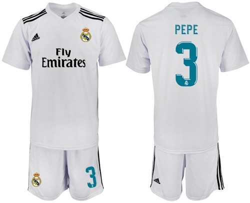 Real Madrid #3 Pepe White Home Soccer Club Jersey