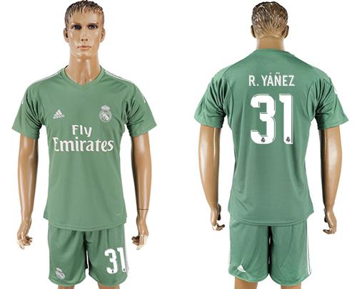 Real Madrid #31 R.Yanez Green Goalkeeper Soccer Club Jersey