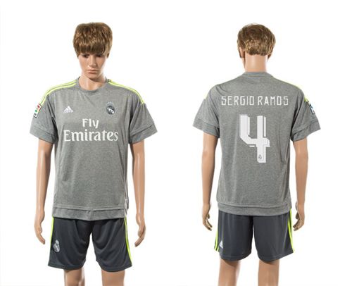 Real Madrid #4 Sergio Ramos Away (Dark Grey Shorts) Soccer Club Jersey