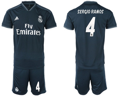 Real Madrid #4 Sergio Ramos Away Soccer Club Jersey