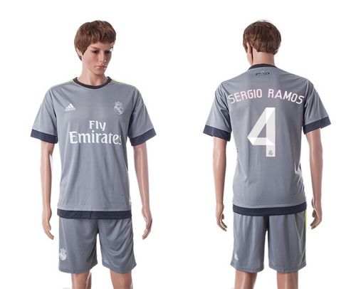 Real Madrid #4 Sergio Ramos Grey Soccer Club Jersey
