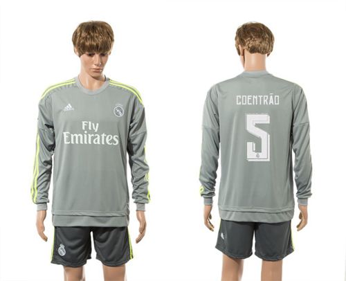 Real Madrid #5 Coentrao Away Long Sleeves Soccer Club Jersey
